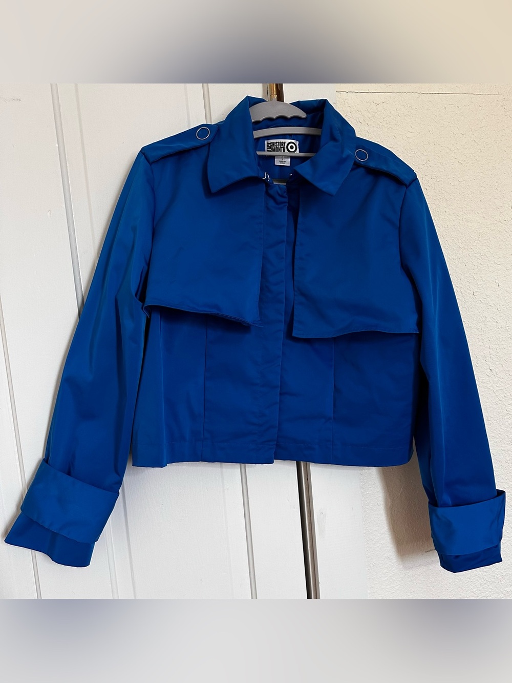Women’s Cropped Trench Coat in Royal Blue - Classic Short Trench